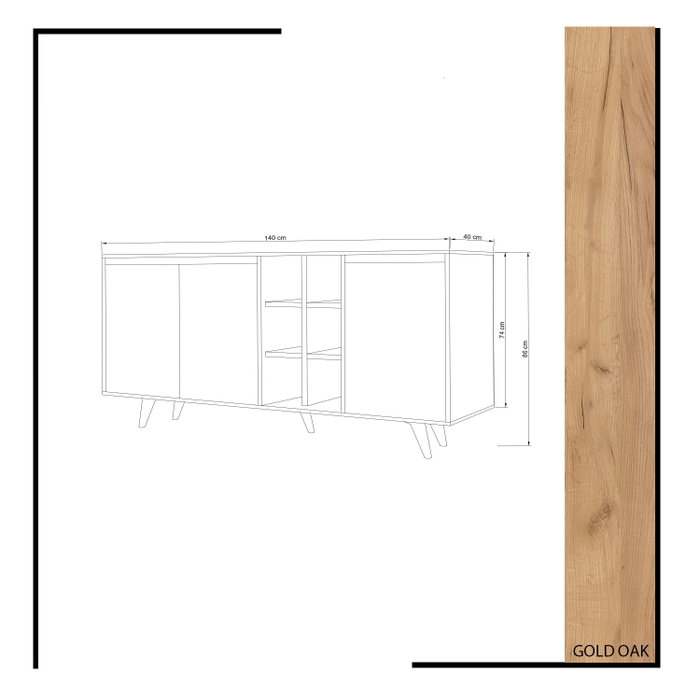 Hanah Home Consola Moderna Roble y Blanco 140x86 cm